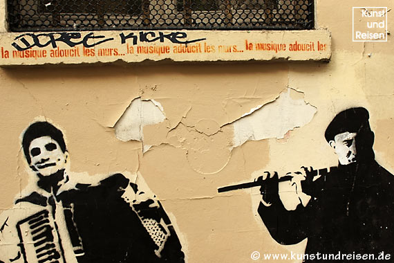 Graffiti, Musiker, Jef Aerosol, Rue Mouffetard - Paris