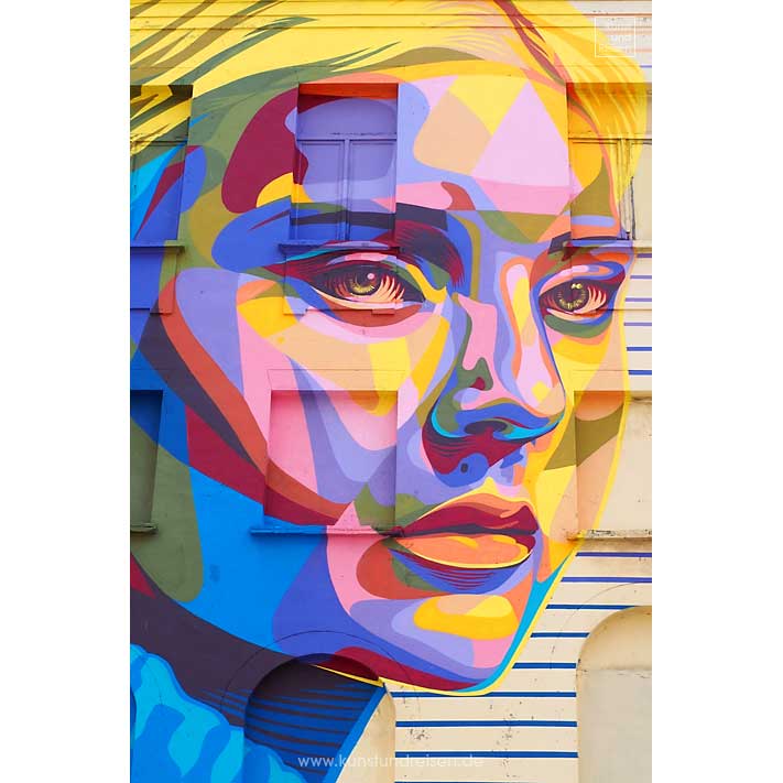 Street Art Dourone Frauenporträt, Ostende, Belgien
