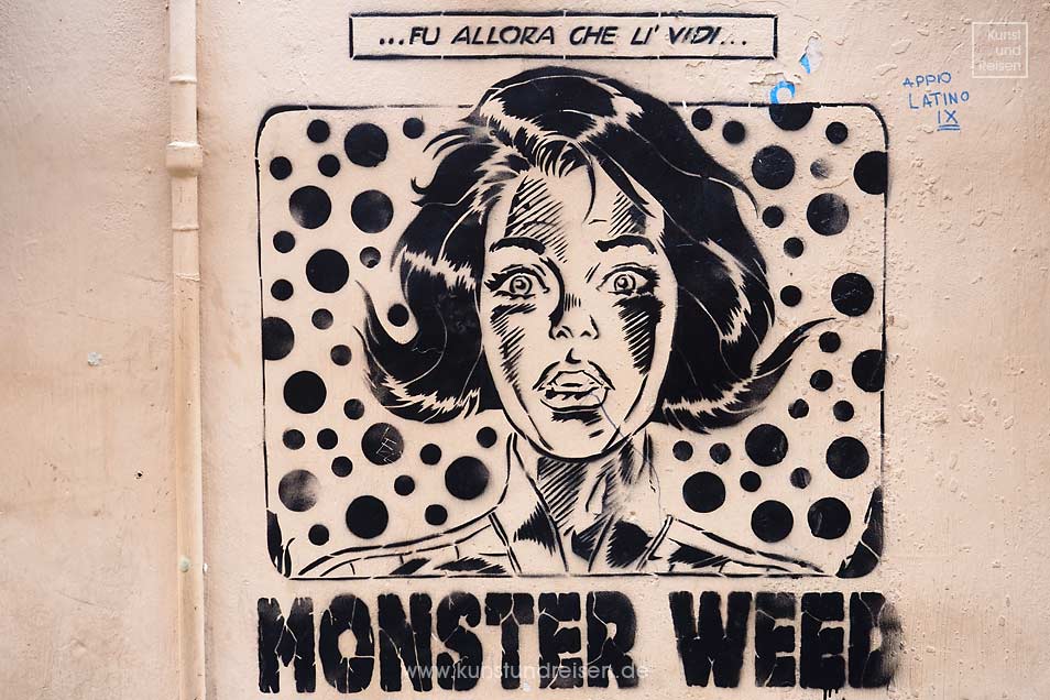 Street Art Stencil Monster Weed, Rom