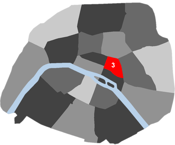 Karte Paris 3. Pariser Arrondissement