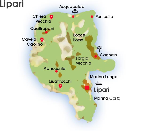 Landkarte: Lipari, Liparische Insel
