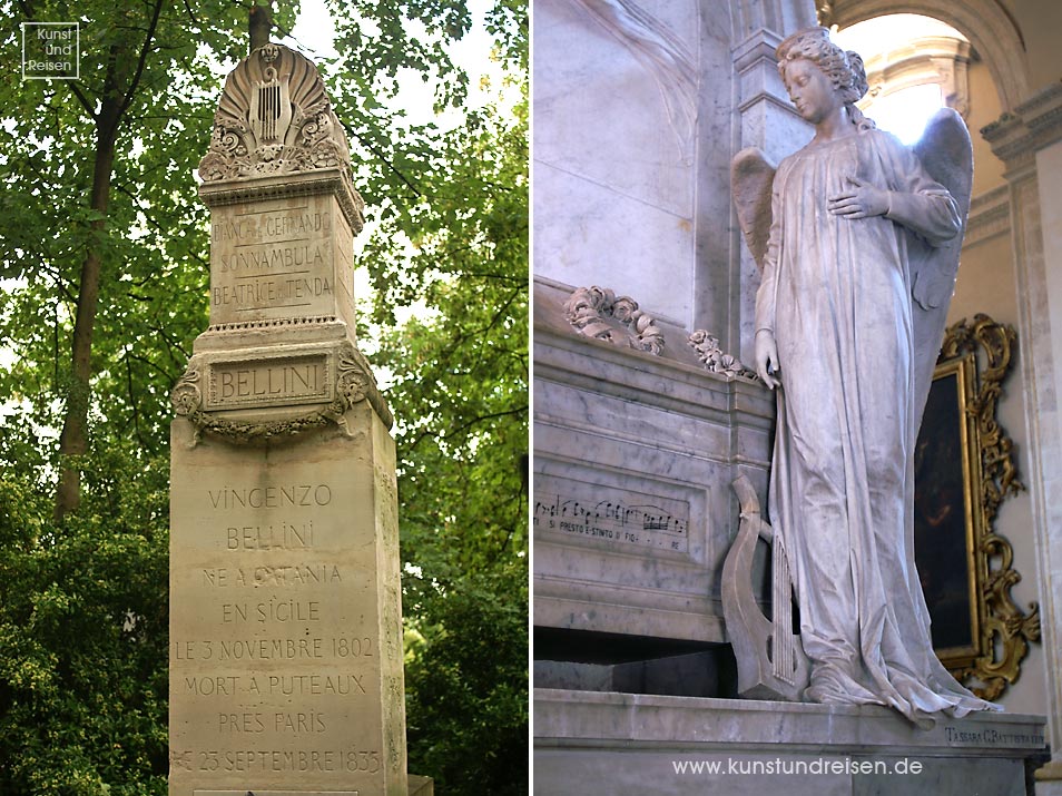 Grab von Vincenzo Bellini, Friedhof Père Lachaise, Paris / Kathedrale, Catania