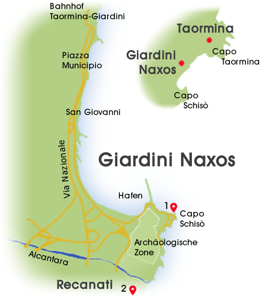 Stadtplan: Giardini Naxos, Sizilien