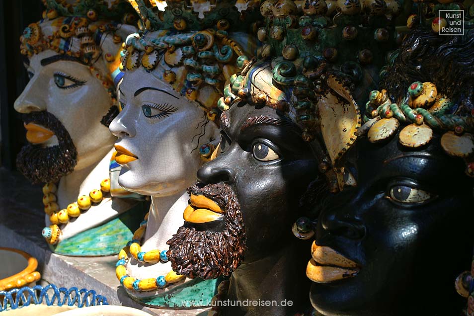 Sizilianische Keramikk&ouml;pfe testa di moro Taormina